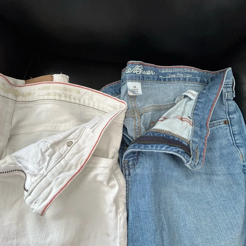 Eddie Bauer Blue and White wedgie fit jeans - Picture 2 of 2